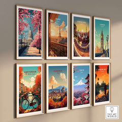 Washington D.C. Cherry Blossom Capitol Print - Springtime US Landmark Poster collection framed on wall.
