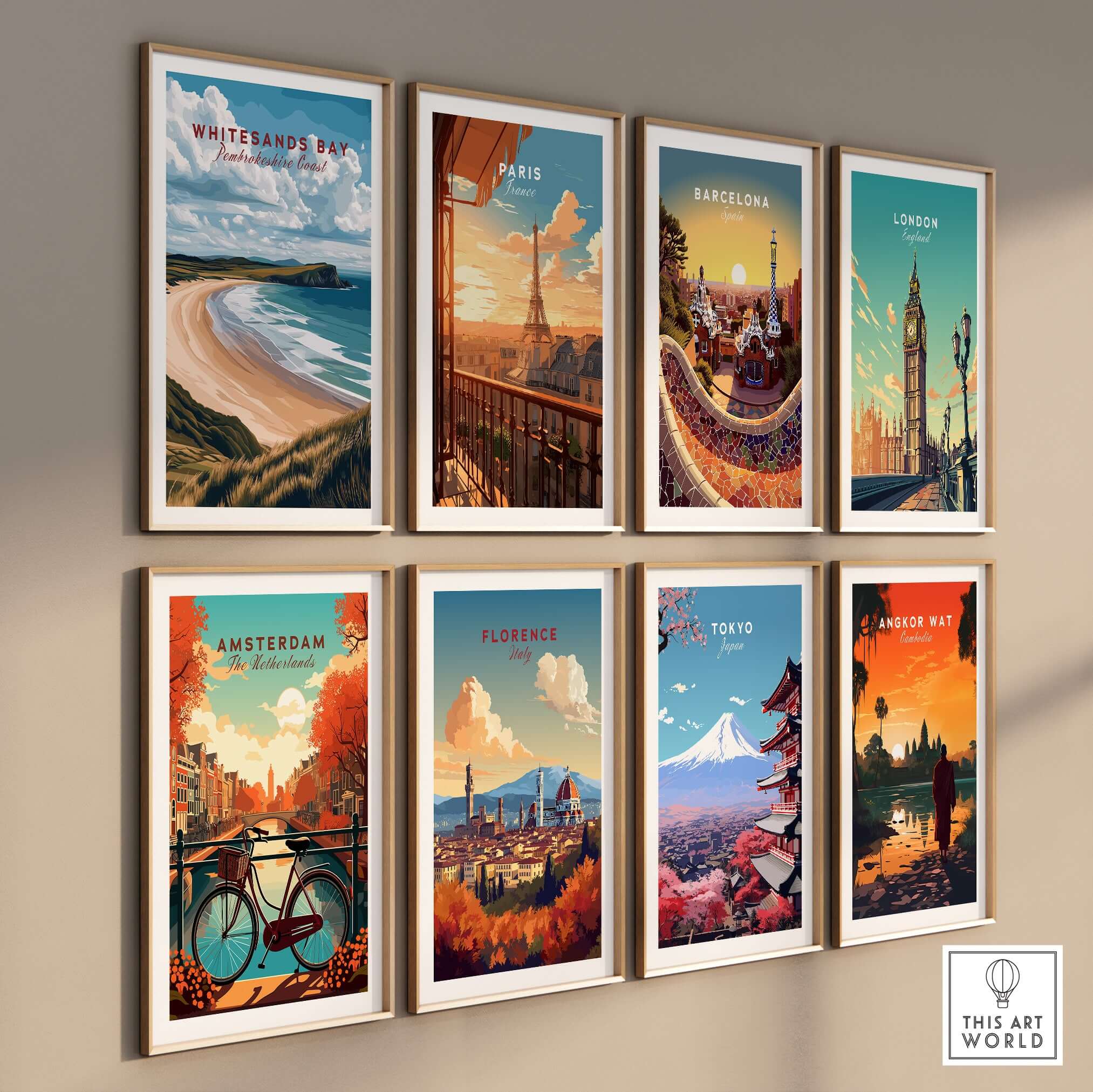 Whitesands Bay Pembrokeshire Sandy Bay Seaside Print - Welsh Coastal Wall Art displayed among cityscape prints.