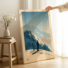 Ski Touring Art Print – Vintage Alpine Poster Wall Art — canvas print mirror edge hand holding room setting