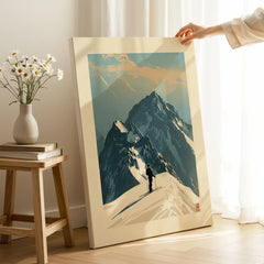 Ski Mountaineering Print – Vintage Alpine Summit Wall Art — canvas print mirror edge hand holding room setting