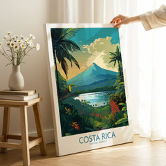 Costa Rica Wall Art | Modern Style on stretched canvas with mirror-wrap edges, held by hand in a room setting