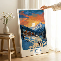 Whistler Print on stretched canvas with mirror-wrap edges, held by hand in a room setting