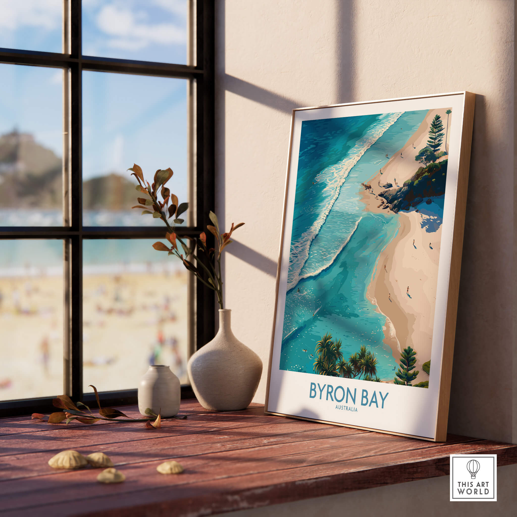 Byron Bay Beach Australia Canvas Art Print showcasing stunning coastal views and turquoise waters.