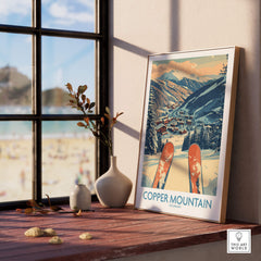 Copper Mountain Colorado Wall Art – Winter Mountain Ski Resort Wall Decor featuring a ski scene in a stylish frame.