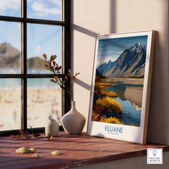 Kluane National Park Canada Canvas Print | Mountain Poster displayed in a modern interior setting with a scenic view.
