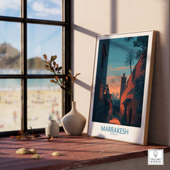 Marrakesh Morocco Canvas Print | Cityscape Poster featuring a serene view from a window.
