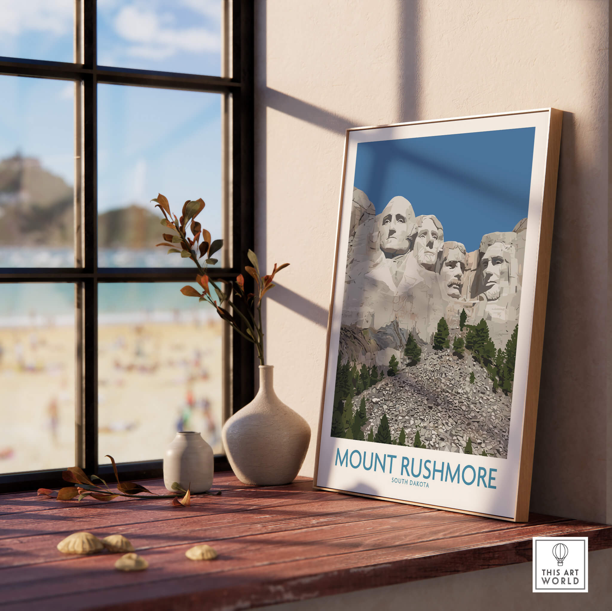 Mount Rushmore Poster | Black Hills National Memorial Canvas Print South Dakota displayed in a home interior setting.