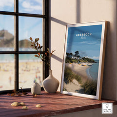 Abersoch Llyn Peninsula Boating Scene Canvas Print | Welsh Seaside Home Decor displayed in a sunlit room with coastal view.