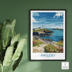 Anglesey Wales Seaside Blossom Print - Welsh Nature Travel Decor framed artwork featuring a coastal landscape.