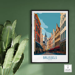 Brussels Belgium Grand-Place Wall Art Print - Belgian City Life Art featuring vibrant architecture in a framed print.