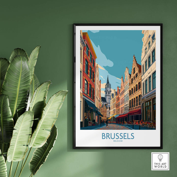 Brussels Grand-Place wall art print showcasing Belgian city life and stunning architecture.