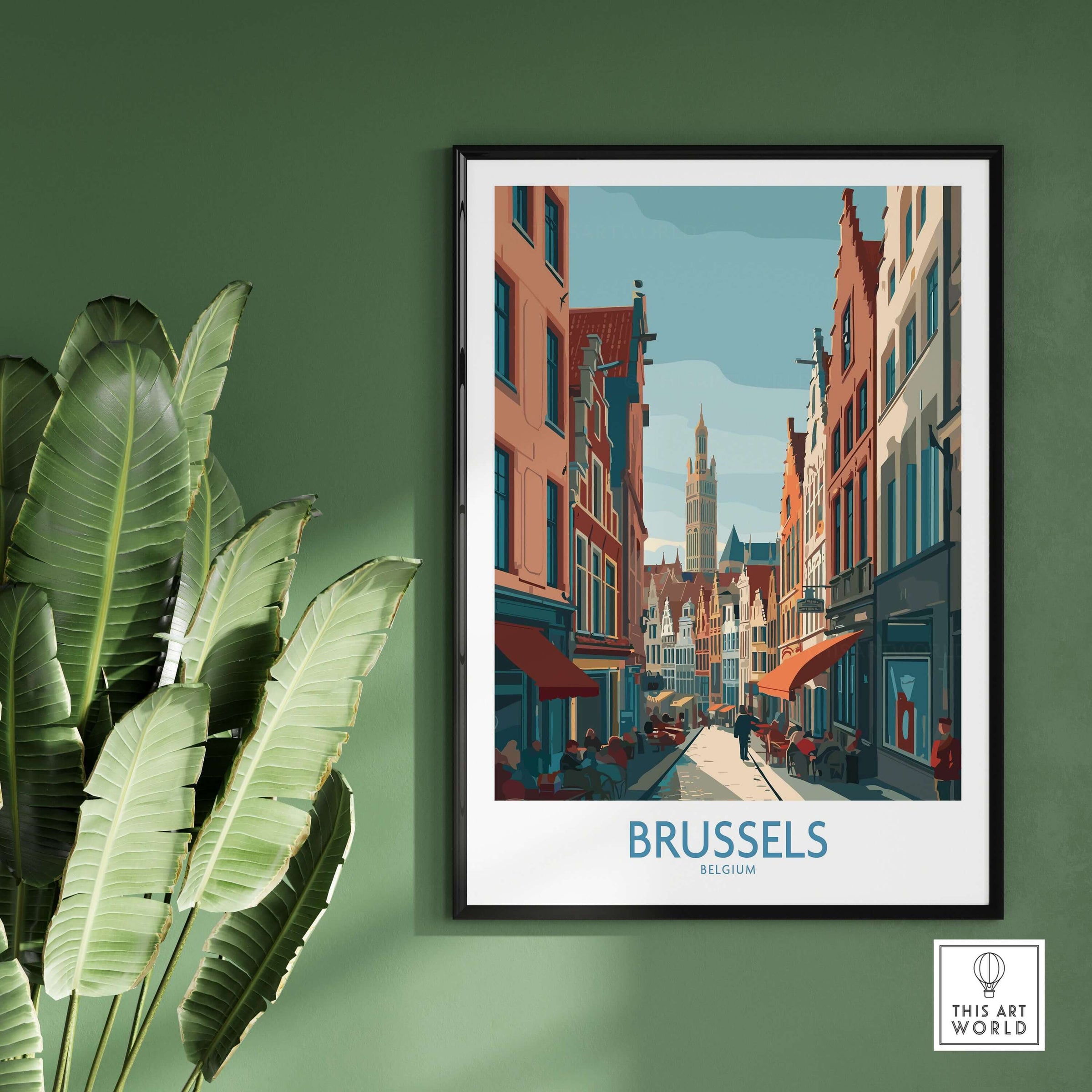 Brussels Belgium Wall Art - European Capital Print featuring vibrant streets and iconic architecture.