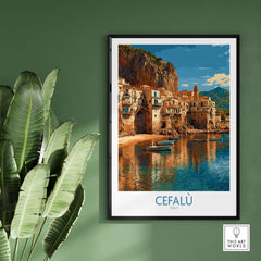 Cefalù Italy Wall Art - Picturesque Italian Town Decor featuring scenic coastal views and colorful buildings.