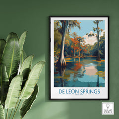 De Leon Springs Cypress Trees & Water Print - Florida Nature Decor featuring serene cypress trees and water reflections.
