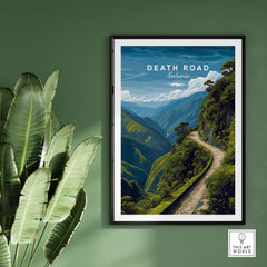 Death Road Andes Print | Yungas Road Poster featuring scenic Yungas Road in the Andes mountains.