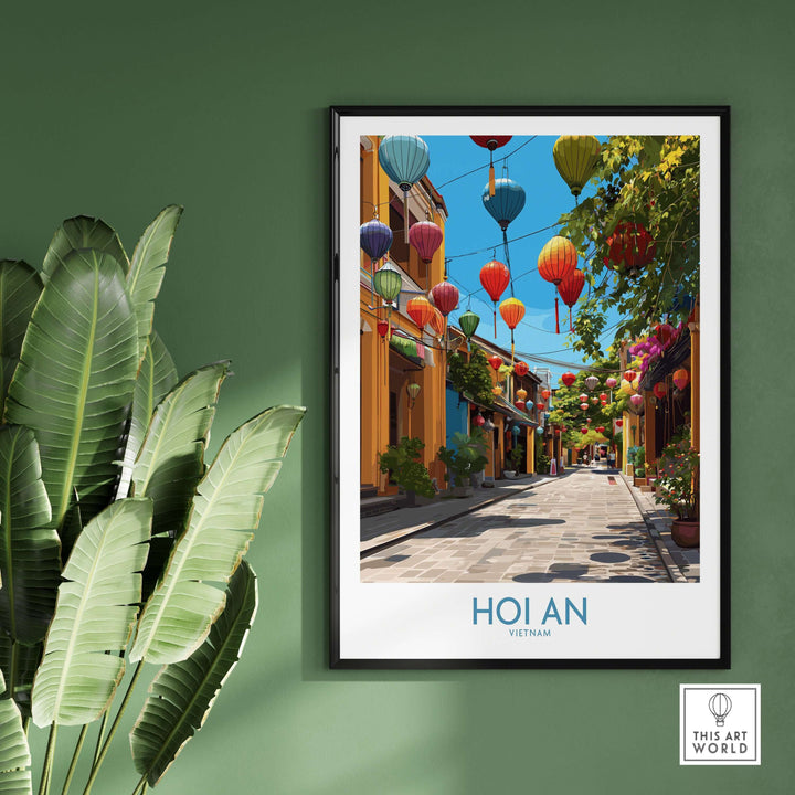 Hoi An traditional lanterns wall art showcasing vibrant street scene in Vietnam, perfect for cultural decor.