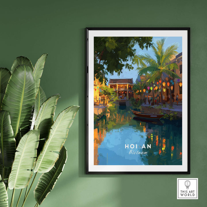 Hoi An Vietnam Night Print poster showcasing colorful lanterns and serene waterways in an enchanting setting.