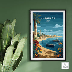 Hurghada Print Egypt - Red Sea Travel Wall Art showcasing serene coastal scenery and vibrant colors.