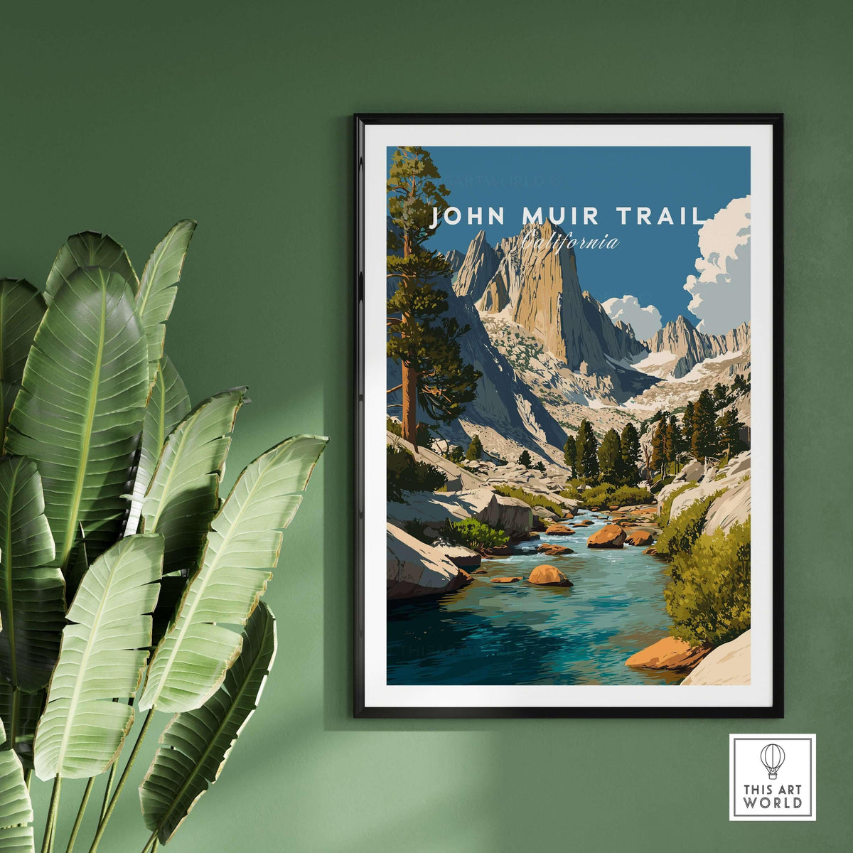John Muir Trail California Majestic Peaks Stream Print - High Sierra Wall Art featuring serene streams and towering peaks