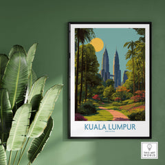 Kuala Lumpur Malaysia Print Sunny Urban Oasis - Malaysian Travel Poster showcasing lush greenery and modern architecture.