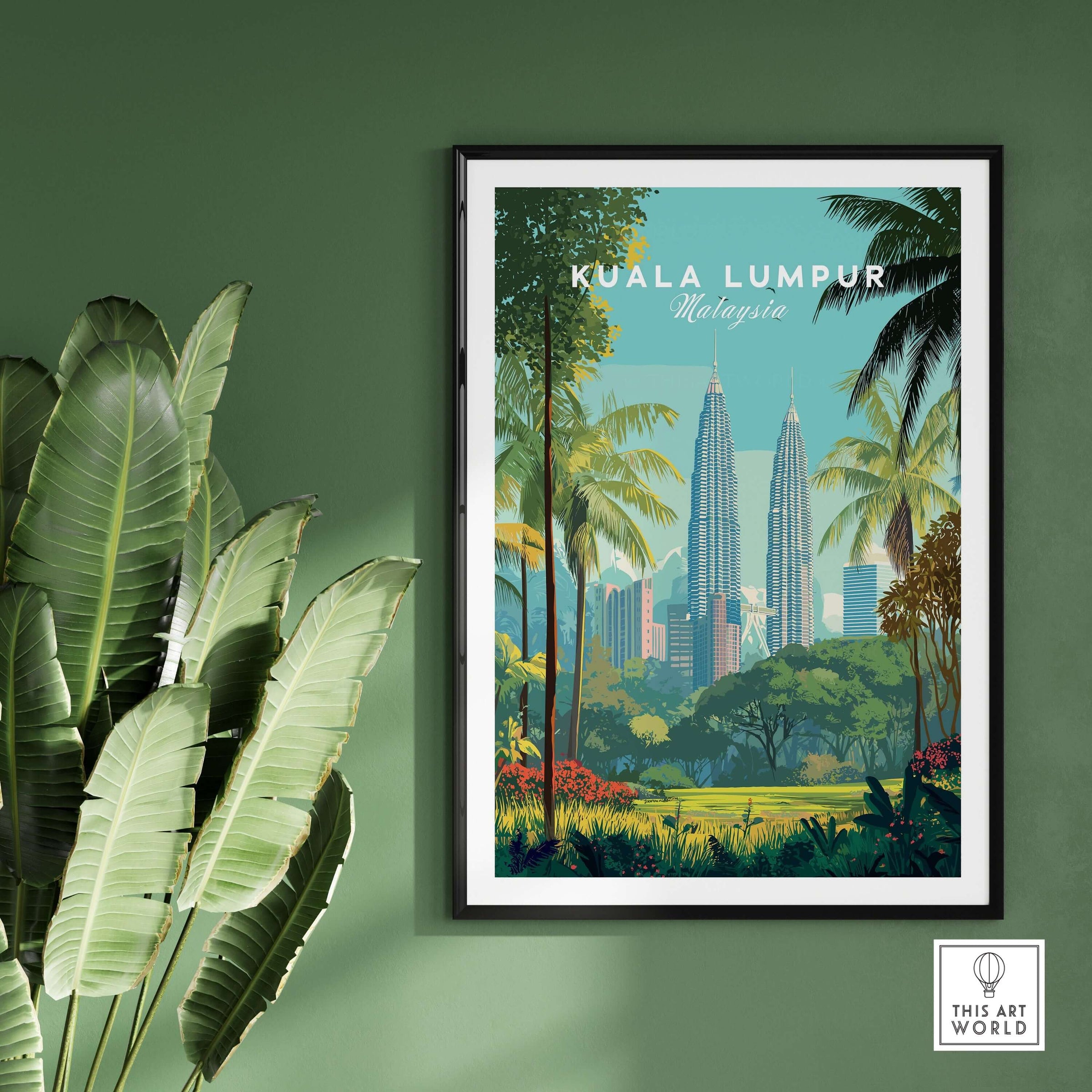 Kuala Lumpur Malaysia Petronas Towers Print - Skyscrapers & Nature Wall Art showcasing skyscrapers and lush greenery.