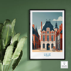 Lille France Poster - Charming European City Scene featuring vibrant streets and classic architecture.