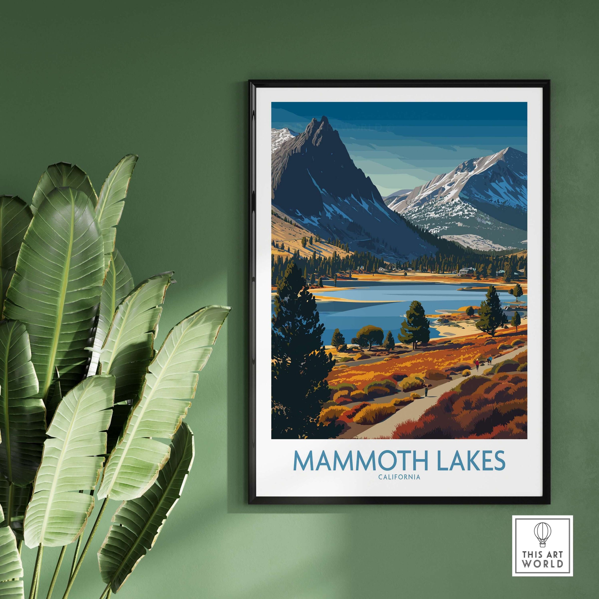 Mammoth Lakes California Wall Art - Eastern Sierra Travel Print showcasing lakes and mountains with a vibrant landscape.