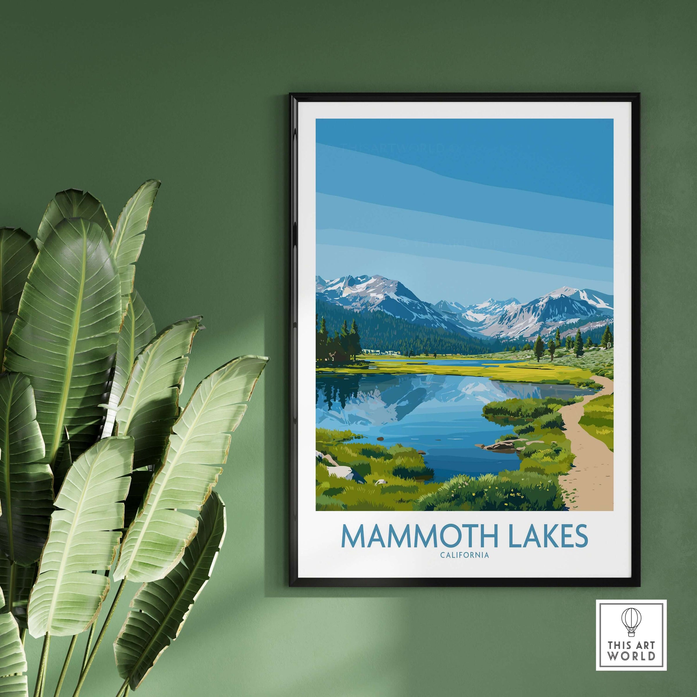 Mammoth Lakes Wall Art California Travel Print featuring serene mountain landscape and tranquil waters.