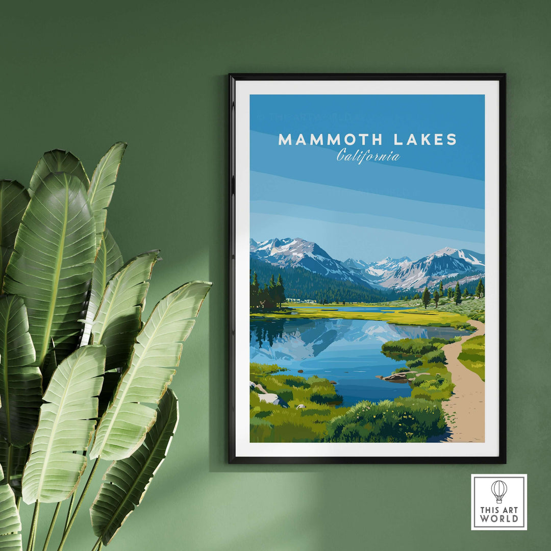 Mammoth Lakes California scenic print featuring serene mountain landscape and tranquil lake, perfect for nature lovers.