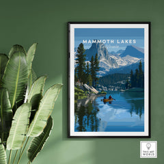 Mammoth Lakes - Mountain Adventure Wall Art featuring scenic landscape with mountains and lake, perfect for nature lovers.