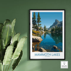Mammoth Lakes California Wall Art - California Print featuring serene lake and lush mountains.
