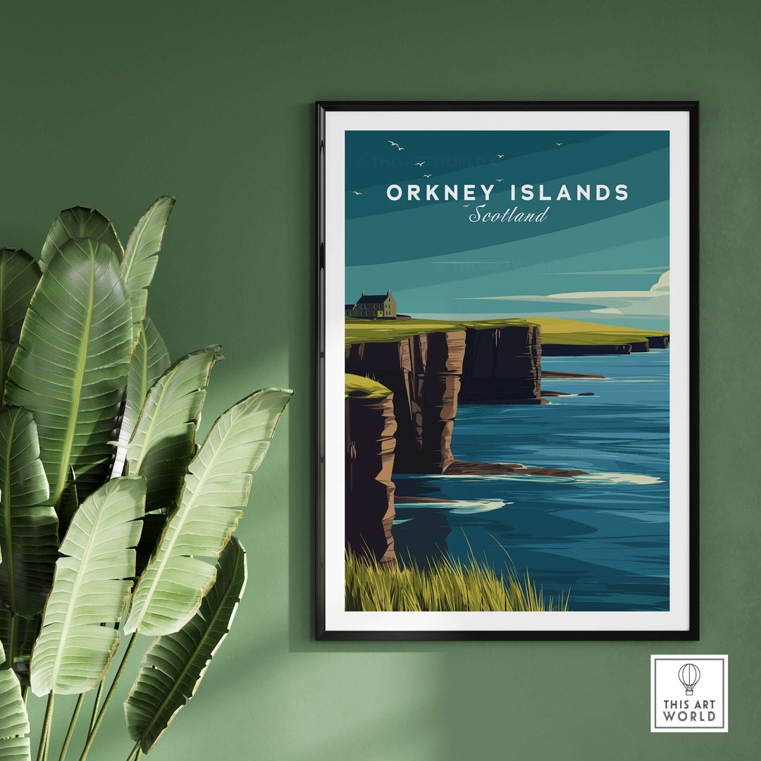 Orkney Islands Sea Cliffs Print showcasing dramatic coastal scenery in Scotland, perfect for nature lovers and travel enthusiasts.