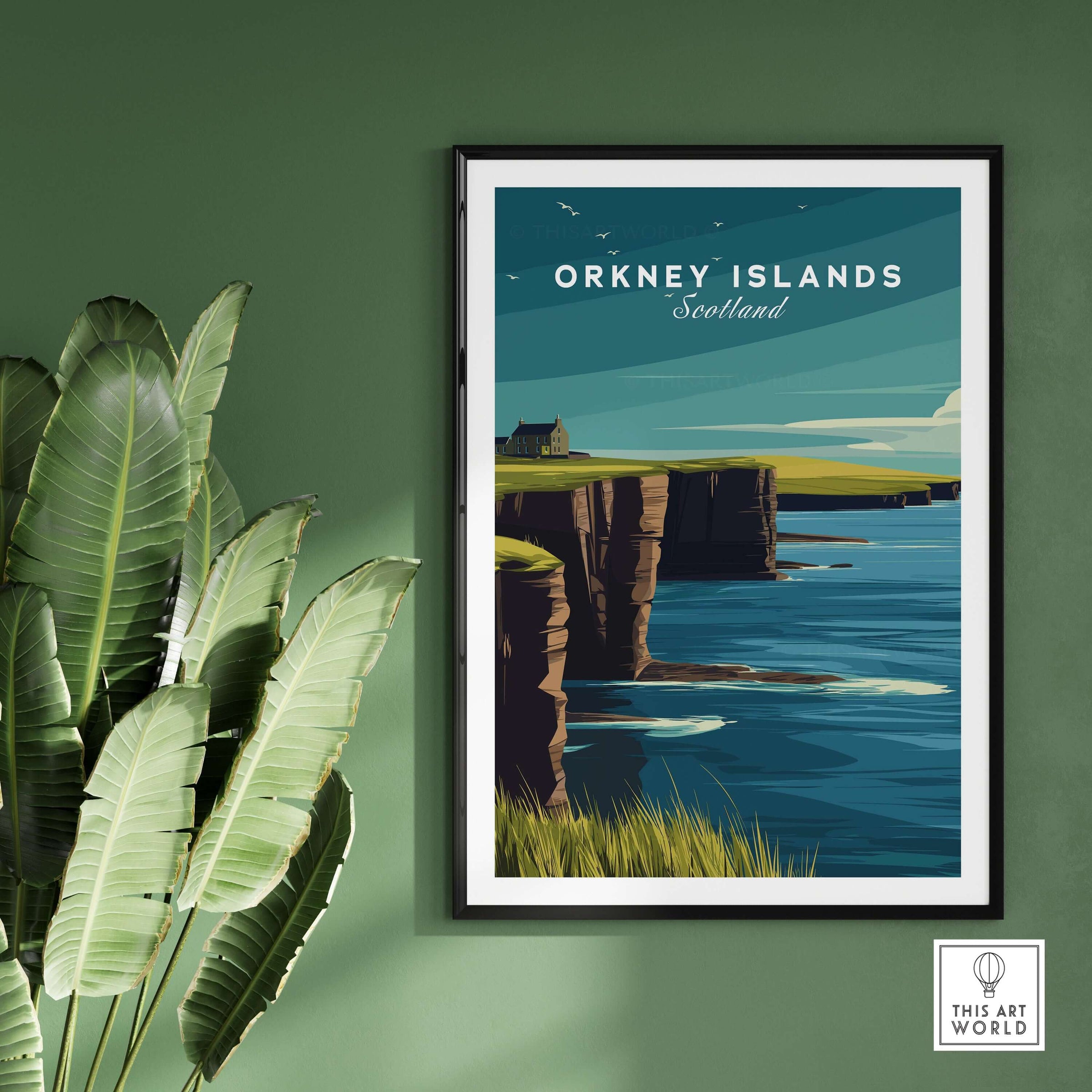 Orkney Islands Sea Cliffs Print - Dramatic Coastal Scotland Poster featuring cliffs and ocean view