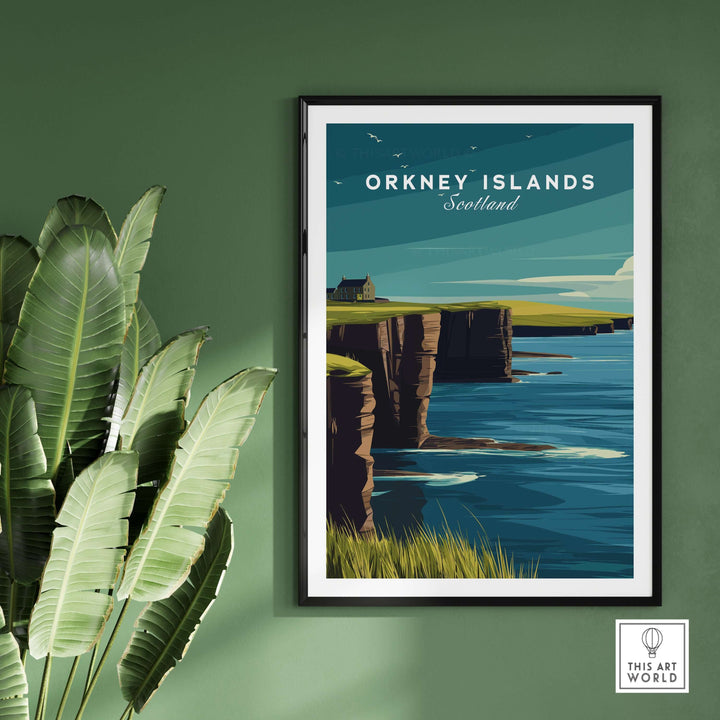 Orkney Islands Sea Cliffs Print showcasing dramatic coastal scenery in Scotland, perfect for nature lovers and travel enthusiasts.