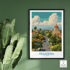 Pasadena Wall Art - California Travel Poster showcasing iconic Pasadena scenery and vibrant urban landscapes.