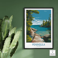 Peninsula State Park Green Bay Wall Art - Wisconsin State Park Decor showcasing scenic views of water and trees.