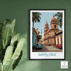 Santa Cruz Bolivia Art Print | Historic City Poster featuring iconic architecture and vibrant colors of Santa Cruz.