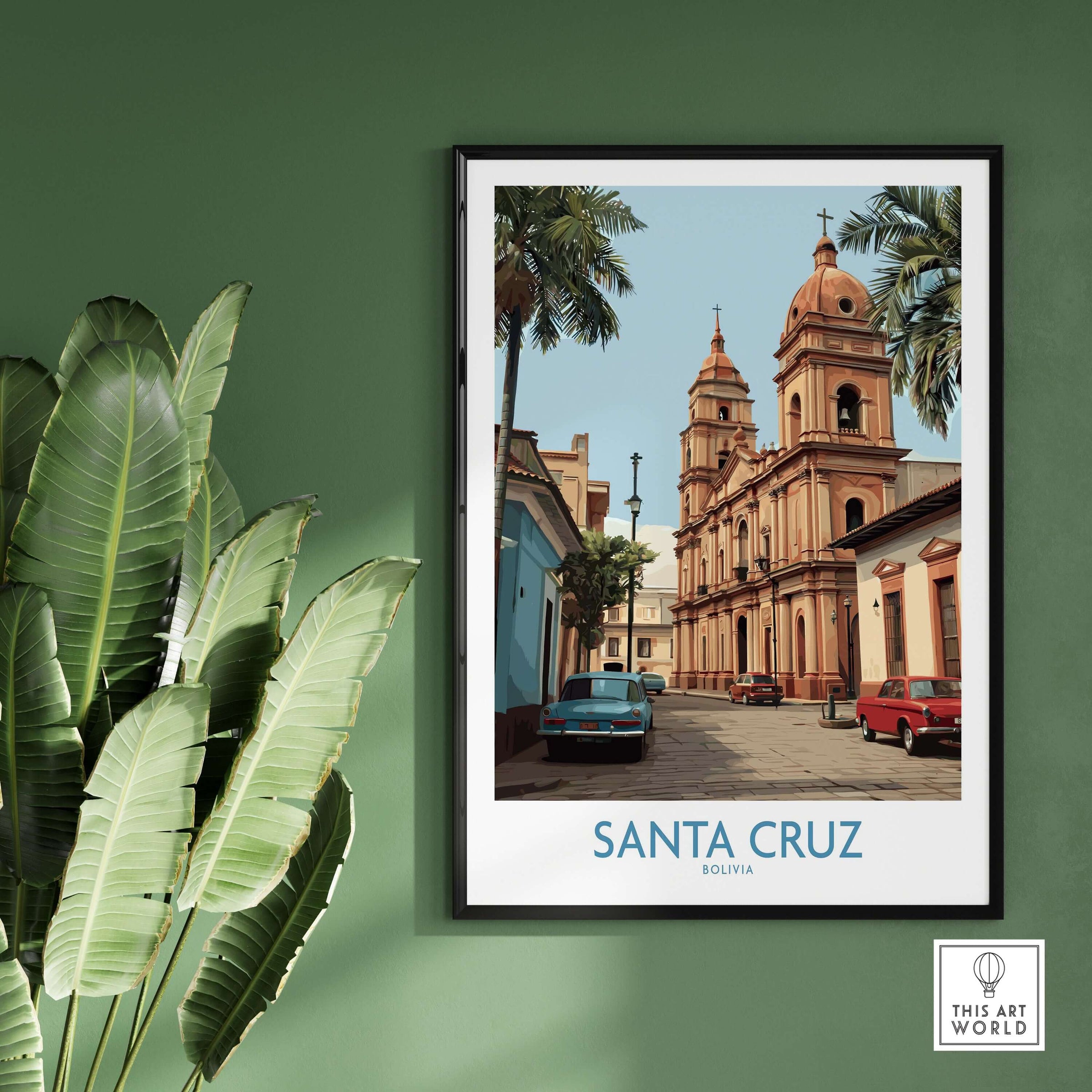 Santa Cruz Bolivia Art Print | Historic City Poster featuring iconic architecture and vibrant colors of Santa Cruz.