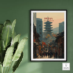 Seoul South Korea Poster - Historic City Landmark Print showcasing iconic architecture and vibrant scenes.