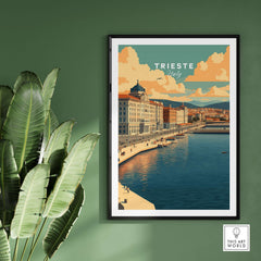Trieste Italy Print showcasing the coastal charm and historic architecture of Trieste, Italy in a vibrant artwork.