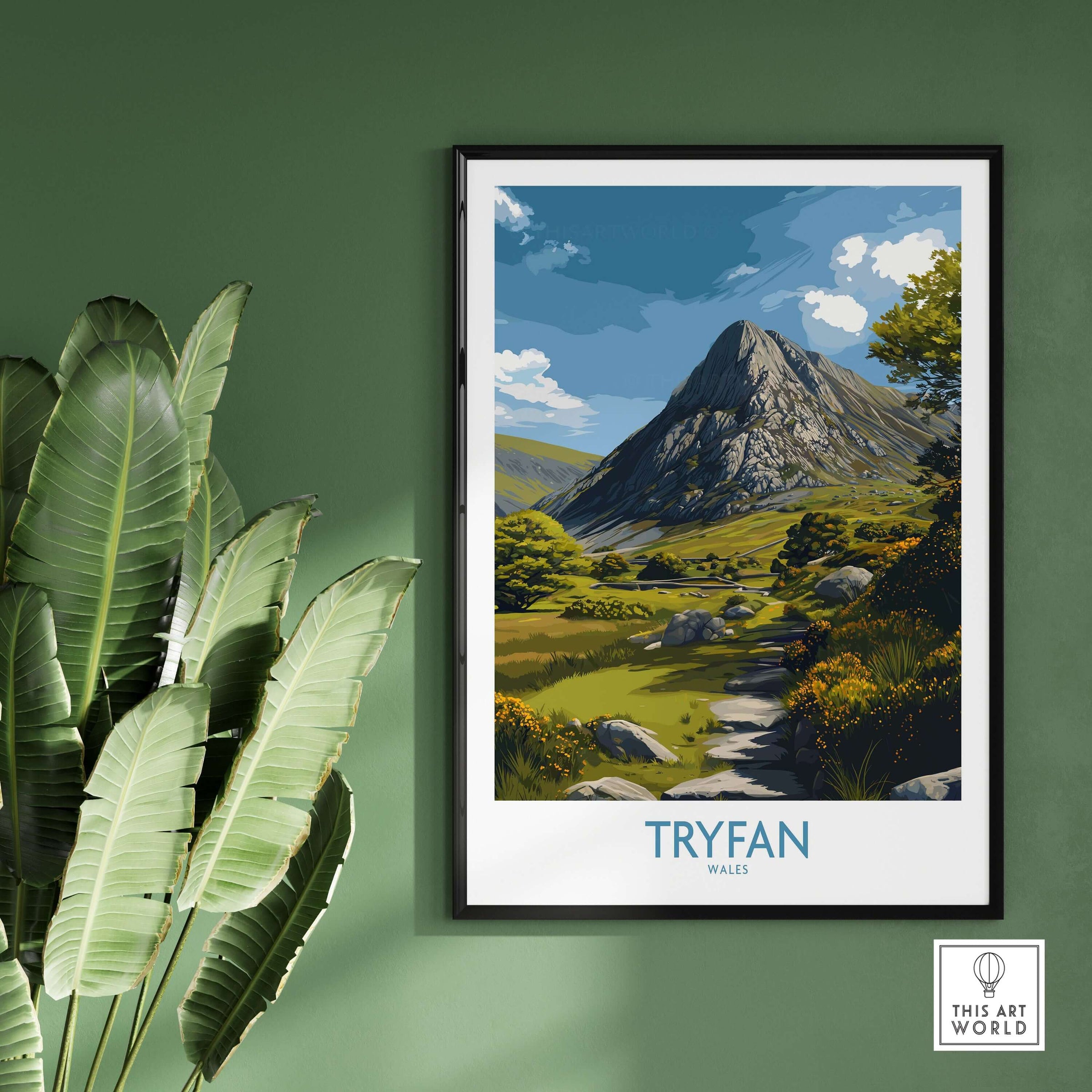 Tryfan Wall Art Wales Hiking Trail - Snowdonia National Park Decor showcasing a scenic view of Tryfan mountain.