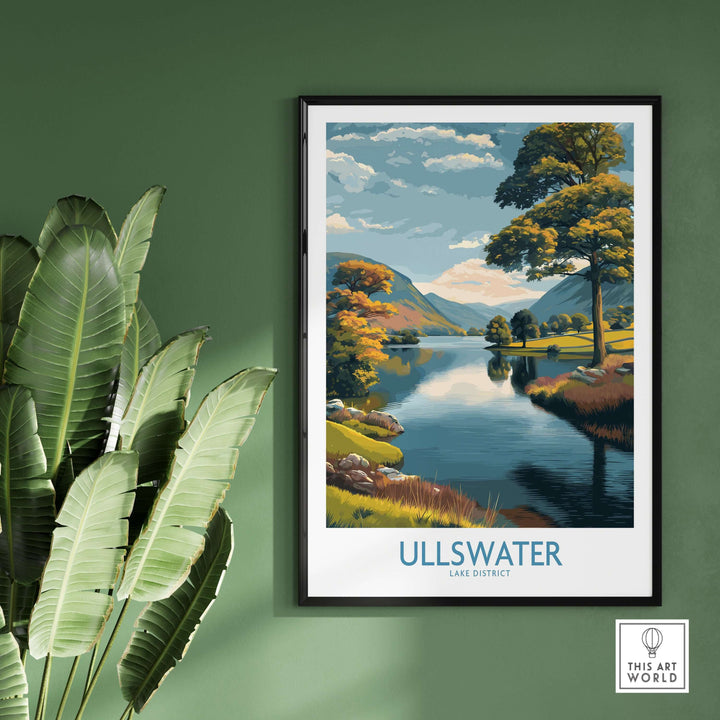 Ullswater Lake District wall art featuring autumn trees and serene lake landscape, perfect for home decor.