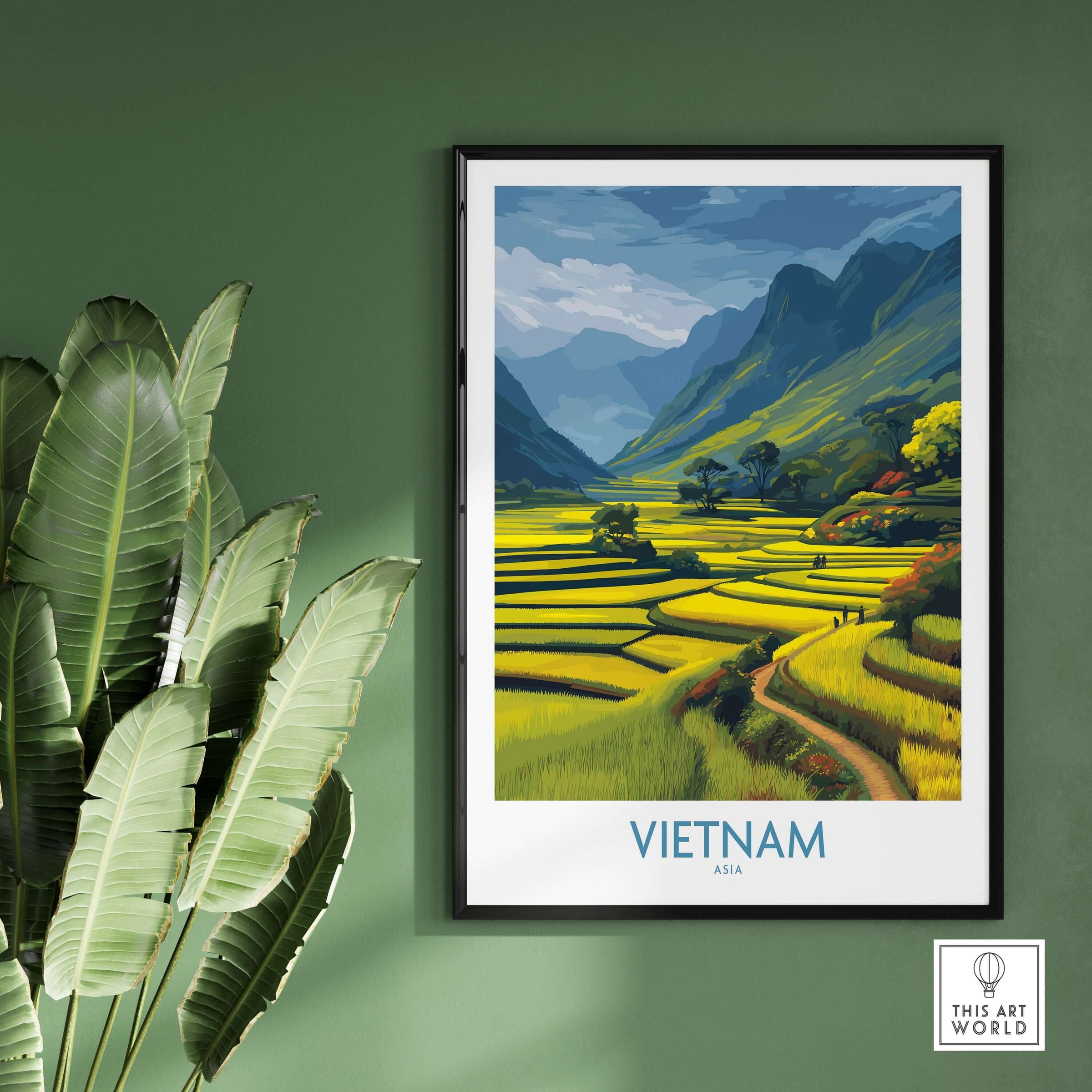 Vietnam Wall Art - Vietnamese Rural Travel Print showcasing serene Vietnamese countryside.