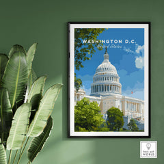 Washington D.C. US Capitol Building Print - American Landmark Wall Art framed artwork featuring the iconic Capitol dome.