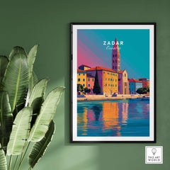 Zadar Print | Vibrant Croatian City Wall Decor showcasing colorful architecture and serene waters.
