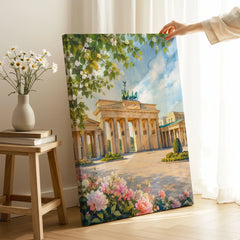 Berlin Brandenburg Gate watercolour art print canvas print with mirror edge in a room
