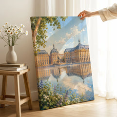 Bordeaux Place de la Bourse water mirror watercolour art print canvas print with mirror edge in a room