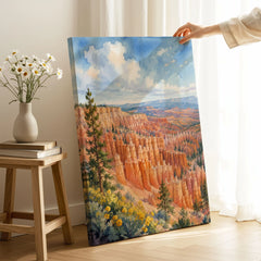 Bryce Canyon National Park hoodoo amphitheatre watercolour art print canvas print with mirror edge in a room
