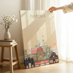 Florence city skyline art print, canvas print with mirror edge in a room