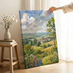 Howardian Hills Castle Howard parkland watercolour art print canvas print with mirror edge in a room